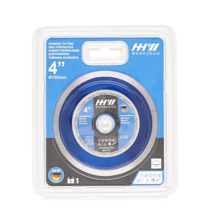 HHW ใบตัดเพชรแบบต่อเนื่อง 4นิ้ว Diamond Cutting Discs Continuous 4” 10.100584