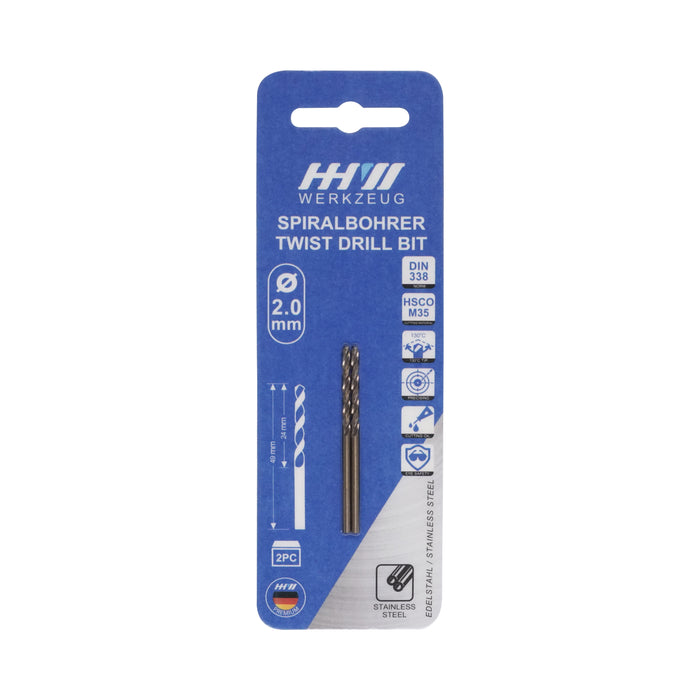 HHW ดอกสว่านโคบอลต์ ไฮสปีด HSCO (โคบอลต์ 5%) / TWIST DRILL BIT DIN 338 / ANSI HSCO (5% COBALT)