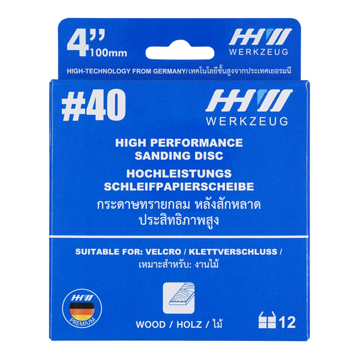 HHW กระดาษทรายกลมหลังสักหลาด 4 นิ้ว Velcro sanding disc 4"