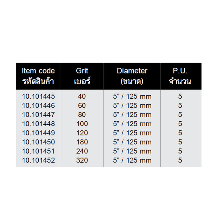 HHW กระดาษทรายกลมหลังสักหลาด 5 นิ้ว Velcro sanding disc 5"