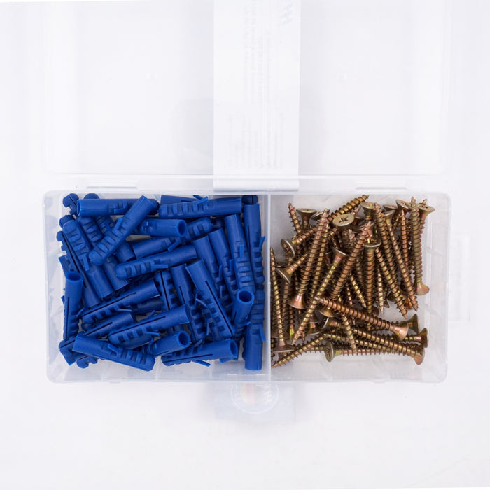 HHW สกรูและพุกพลาสติก 45 ชุด / 90 ชิ้น Chipboard screw & dowel 45 set / 90 pcs