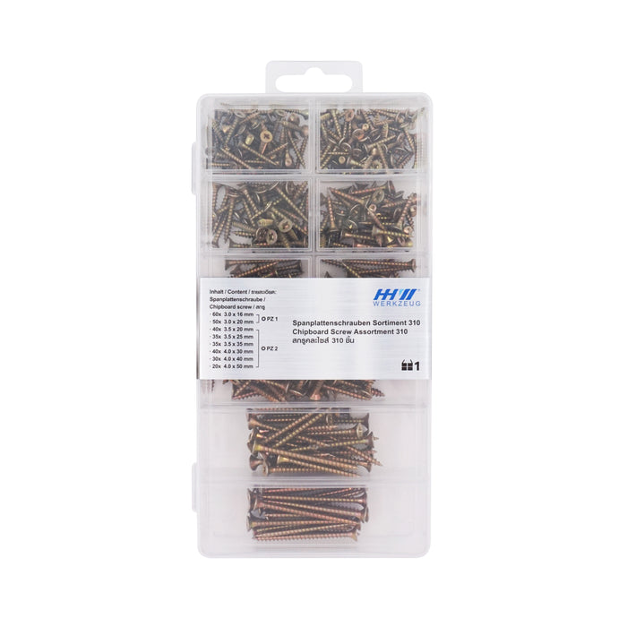 HHW สกรูคละไซส์ 310 ชิ้น Chipboard screw assortment 310