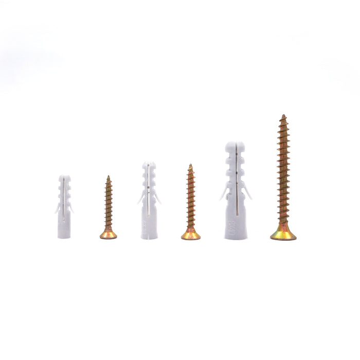 HHW สกรูและพุกพลาสติก 102 ชุด / 204 ชิ้น Chipboard screw & dowel 102 set / 204 pcs