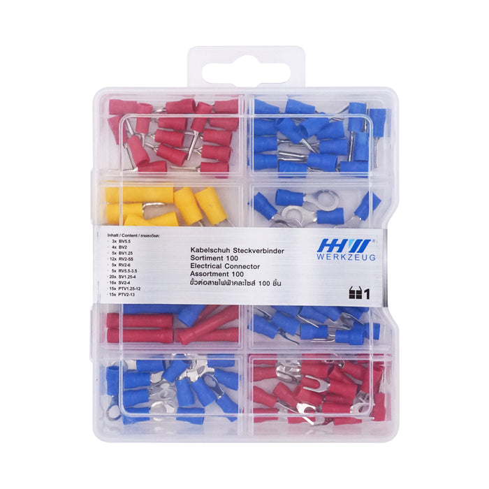 HHW ขั้วต่อสายไฟฟ้าคละไซส์ 100 ชิ้น Electrical connector assortment 100