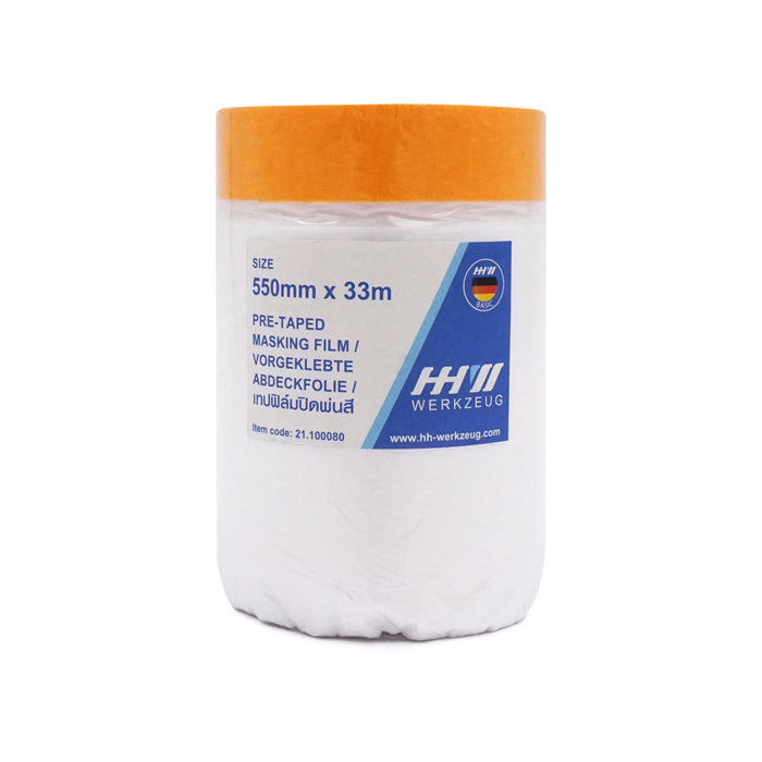 HHW เทปฟิล์มปิดพ่นสี ขนาด 550mm x 33m Pre-taped masking film