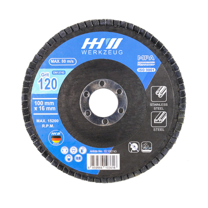 HHW ใบเจียรกระดาษทรายซ้อน หลังแข็ง / HARD TOP FLAP GRINDING DISC 4" ALUMINIUM OXIDE FOR METAL