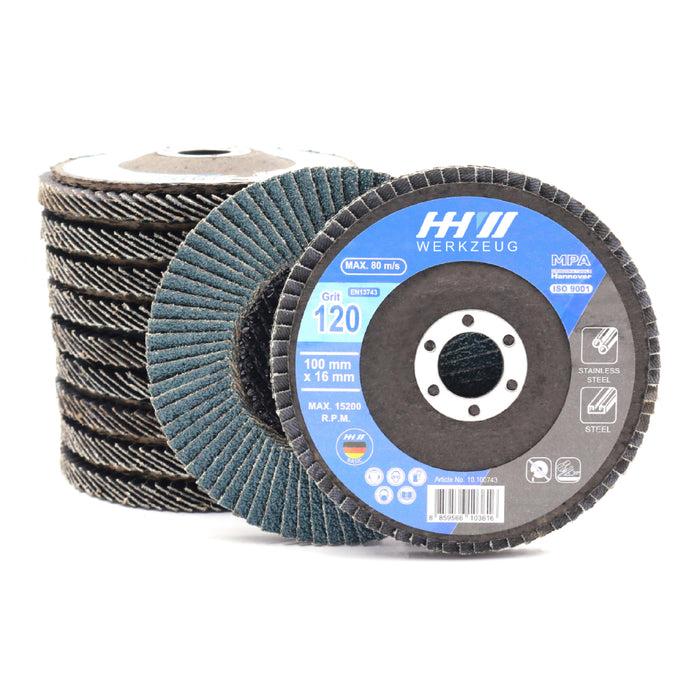 HHW ใบเจียรกระดาษทรายซ้อน หลังแข็ง / HARD TOP FLAP GRINDING DISC 4" ALUMINIUM OXIDE FOR METAL