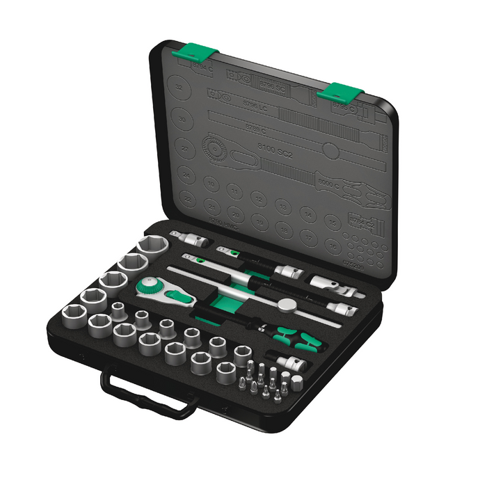 WERA 8100 SC 2 Zyklop Speed Ratchet Set, 1/2" drive, metric