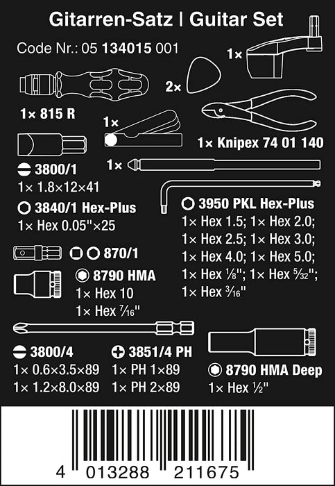 WERA 9100 Guitar tool set, 27 pieces