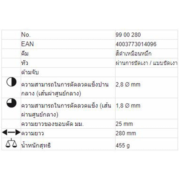 KNIPEX ปากคีบสำหรับช่างคอนกรีต รหัส 99 00 280