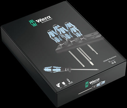 Wera ชุดไขควงสแตนเลส 6 ตัว/ชุด  Kraftform Screwdriver set, stainless and rack 3334/6