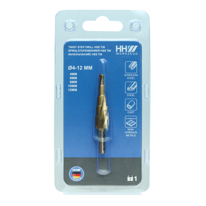 HHW ดอกสว่านทรงเจดีย์ HSS TIN / STEP DRILL BIT HSS TIN COATED