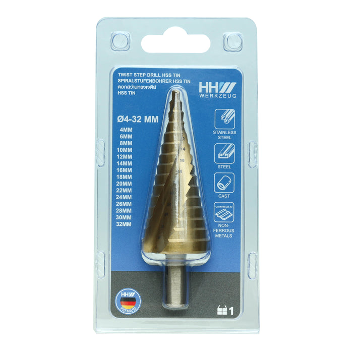 HHW ดอกสว่านทรงเจดีย์ HSS TIN / STEP DRILL BIT HSS TIN COATED