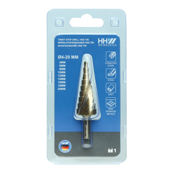 HHW ดอกสว่านทรงเจดีย์ HSS TIN / STEP DRILL BIT HSS TIN COATED